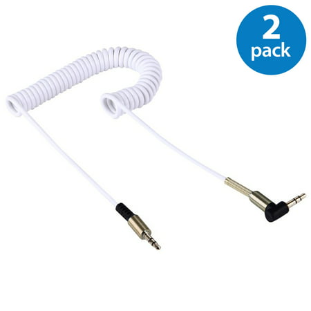 2x Afflux 3.5mm Aux Cable Audio Extension 90 Degree Angle Vehienlar Cord 3FT Auxiliary For Android Samsung iPhone iPad iPod PC Computer Laptop Tablet Speaker Home Car System Game Headset