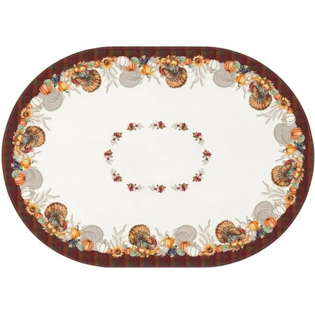 

Oval Fall Tablecloth Fall Pumpkins Table Cloth and Maple Leaves Table Cover for Fall Picnic Family Gatherings and Thanksgiving Party Thanksgiving Decorations Pumpkin and Turkey 60 x 84