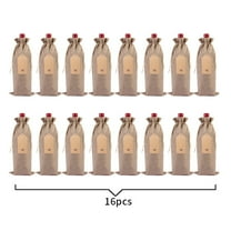 Linen Burlap Wine Bags Drawstring Wine Bottle Gift Sacks with Tags Jute Burlap Plain Wine Bags for Wedding Birthday Blind Tastings Christmas Travel Party (Natural Color)