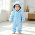 thumbnail image 2 of Wearable Blanket Hoodie, Plush Teddy One Piece Bear Suit for Baby, Girls and Boys,Fluffy, Warth Hood, Button-Front Closure, 2 of 6