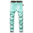 thumbnail image 5 of Zshosam Mens Pants Slim Fit Skinny Stretch Denim Printed Jeans for Men(Green,30), 5 of 9