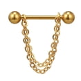 thumbnail image 2 of HEVIRGO 1Pc Fashion Multilayer Chain Drop Nipple Bar Ring Barbell Body Piercing Jewelry,Gold Ball, 2 of 10