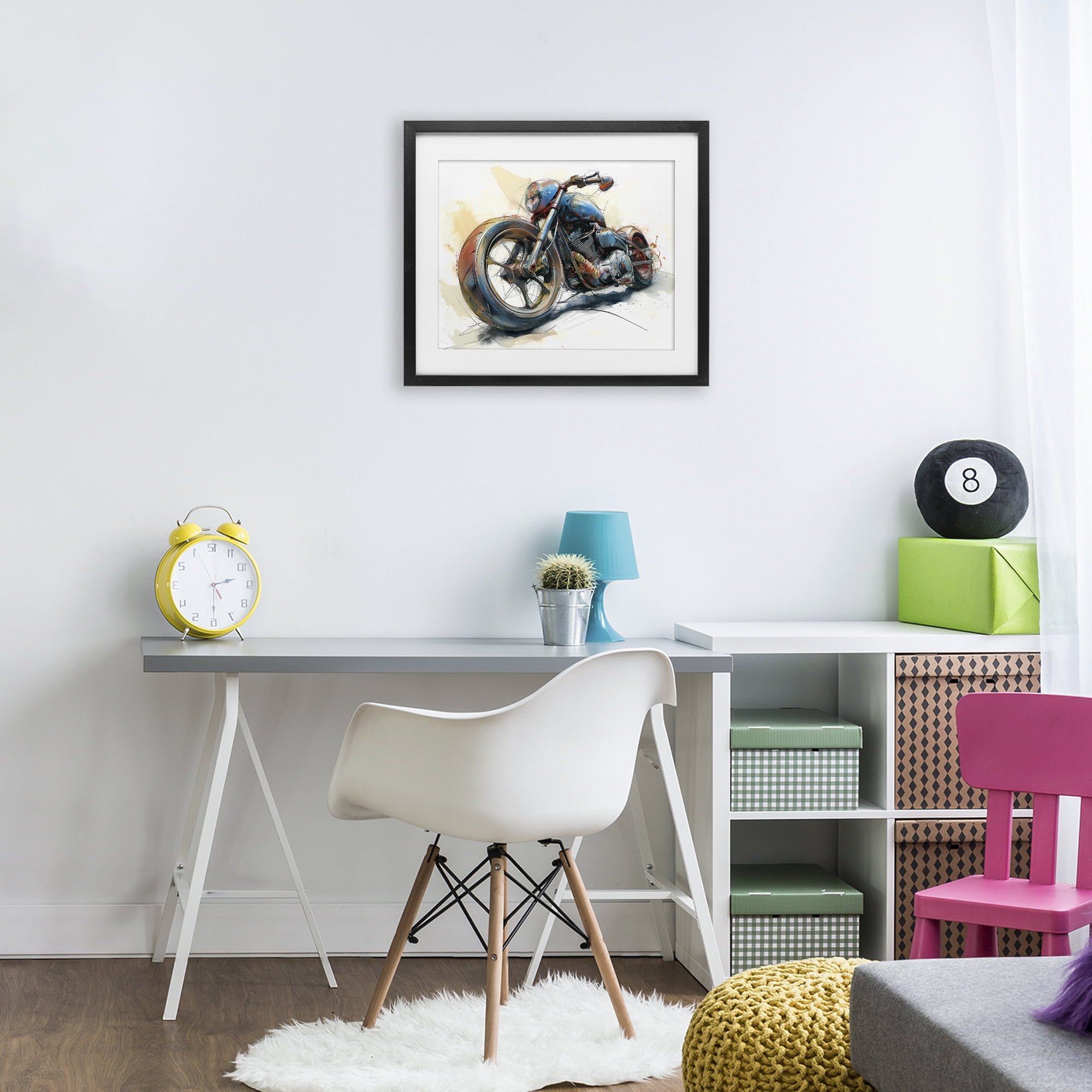 Stupell Industries Whimsical Motorcycle Concept Black Framed Print Under Glass, design by Steve Hunziker