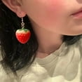 thumbnail image 3 of Necvior Fashionable Fruit Inspired Earrings Red Cute Strawberry Dangle Ear Rings Elegant Style Fruits Ears Drop for All Ages, 3 of 11
