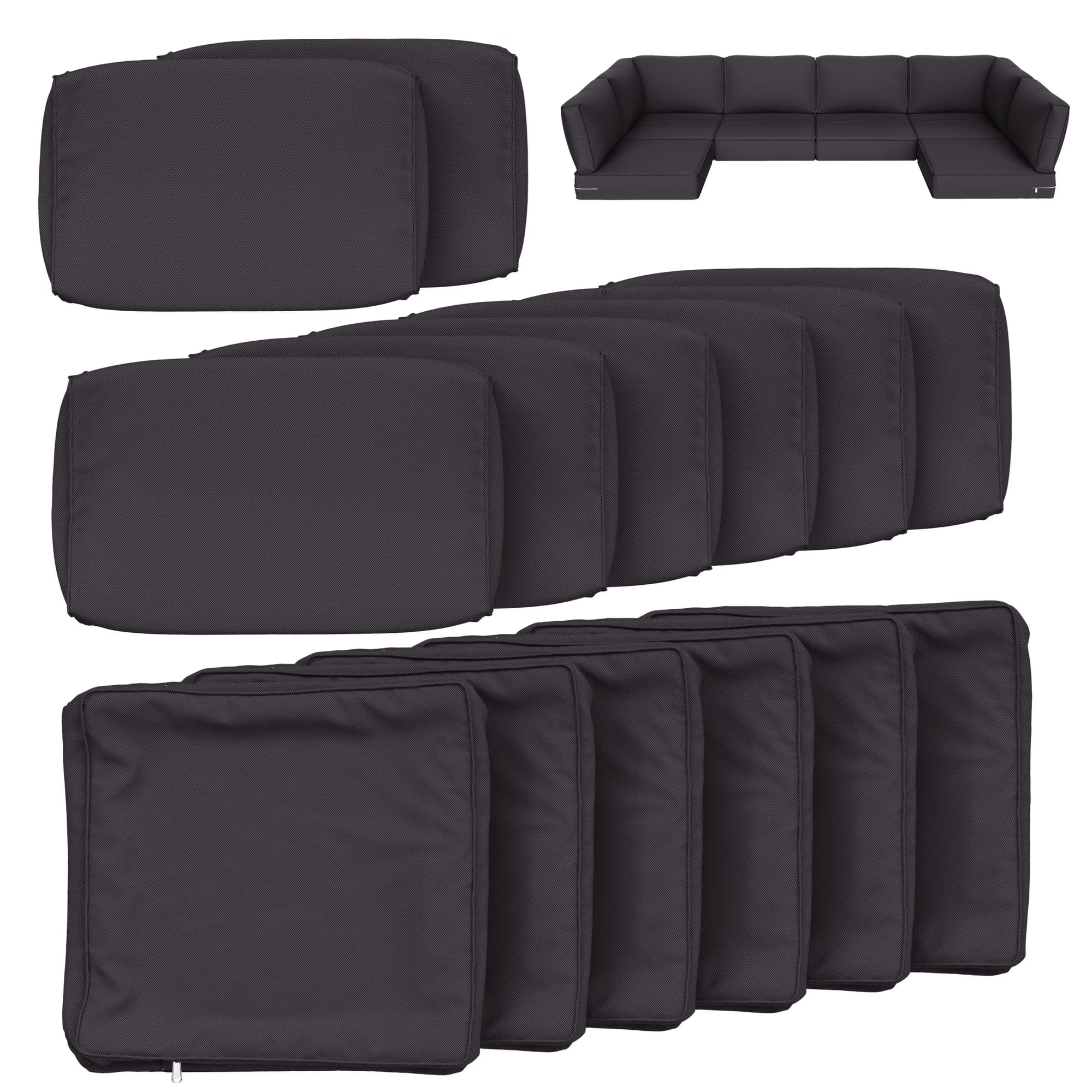 Snubbull 14 Piece 25.6" x 25.6" Patio Cushion Covers Replacement, Outdoor Patio Wicker Sofa Washable Cushion Slipcovers with Zipper, Grey