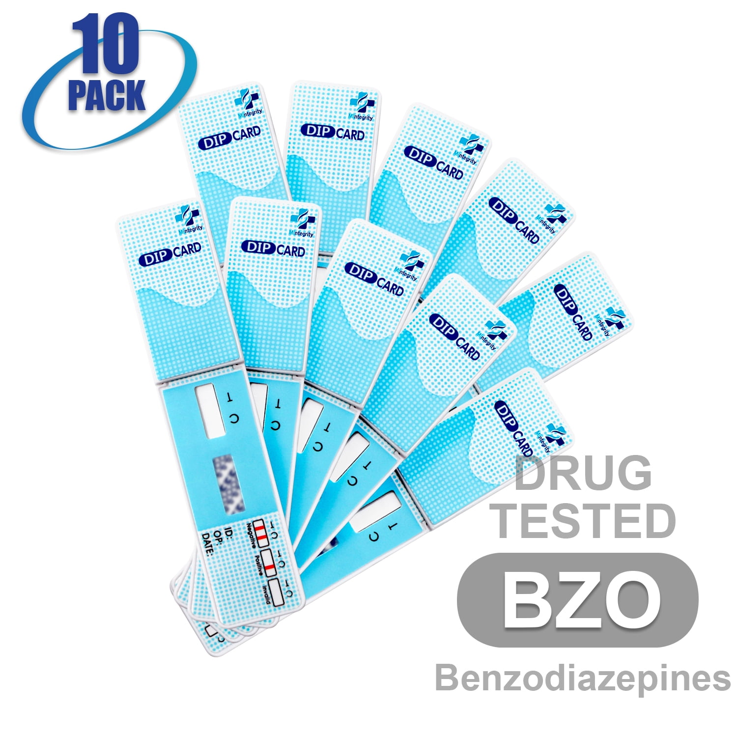 Mintegrity [10pk] - 1-Panel Dip Card Instant Urine Drug Test - Benzodiazepines (BZO) #MI-WDBZ-114