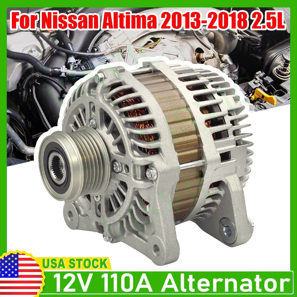 Alternator for Nissan Altima 2013-2018 Sedan L4 2.5L 110 A 12 Volt CW 6-Groove