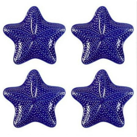 - Nantucket Home Ceramic Starfish Salad Plates, Set of 4 (Dark Blue)