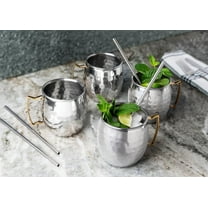 Sol Living 14 oz Hammered Finish Stainless Steel Moscow Mule Mugs Set of 4