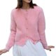 thumbnail image 1 of Cárdigan Informal de Mujer, Cuello Redondo, Estilo Holgado y Relajado, Tejido de Punto, Ideal para Salir. Rosa Talla Única, 1 of 10