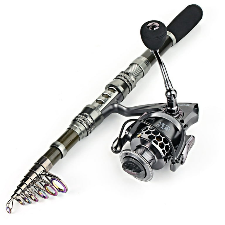 Portable Fishing Reel and Fishing Rod Combo Carbon Telescopic Fishing Rod  Pole with 5.5:1 Metal Spool Spinning Reel Freshwater Kits Telescopic Rod