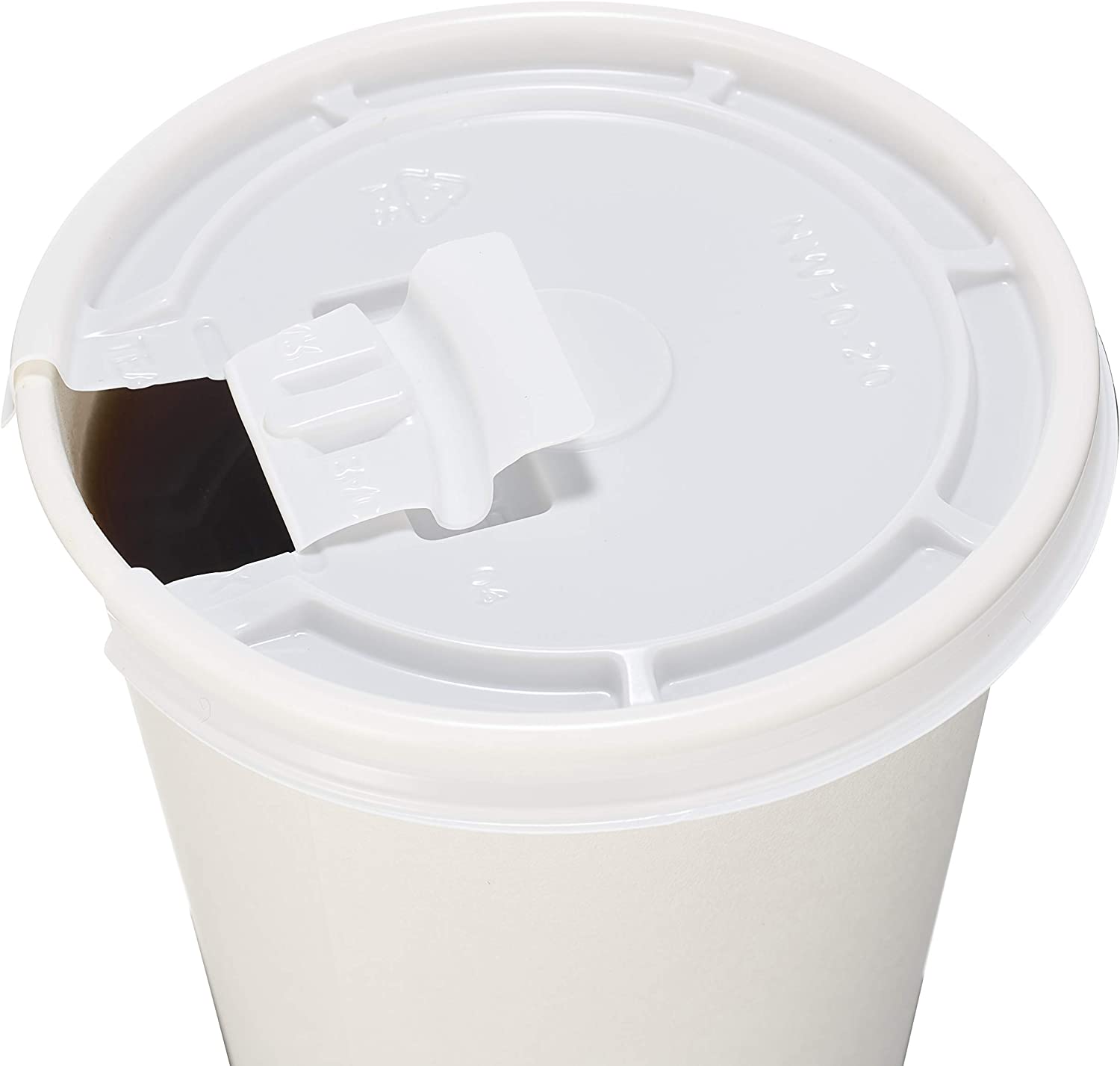 [100 Pack] White Flat Tear Back Lids for Hot Cup, Coffee Cup, Paper Cup - Universal Size Fits 10,12,16,20oz Disposable Cups - White Coffee Cup Lids Standard 90mm