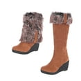 thumbnail image 2 of LSLJS Femmes à Enfiler Talons Compensés Épais Talons Hauts Couleur Unie Hiver Chaud Genou Haut Bout Rond Molleton Épais Snow, Chaussures à Talons Hauts, 2 of 7