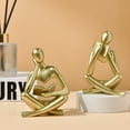 thumbnail image 5 of 1pcs Abstract Art Thinker Statue - Reading Thinker Sculpture Figurine, Modern Home Decoration for Living Room Office Shelves Coffee Table Desk Decor (Style 2，Gold), 5 of 7