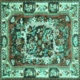 thumbnail image 1 of Ahgly Company Machine Washable Indoor Square Persian Turquoise Blue Traditional Area Rugs, 4' Square, 1 of 4