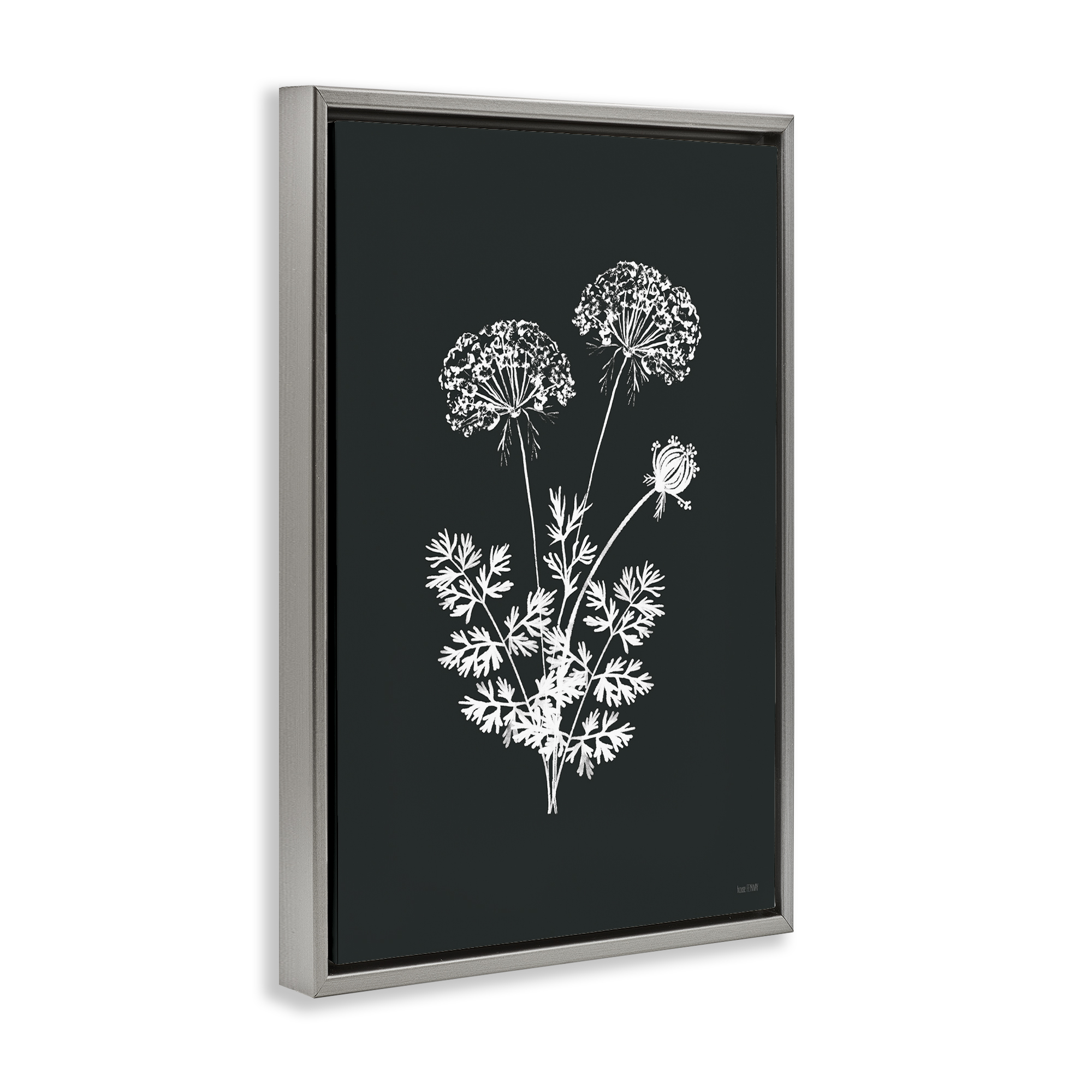 Stupell Industries Black Herb Bunches Botanical & Floral Painting Gray Floater Framed Art Print Wall Art, 21 x 31