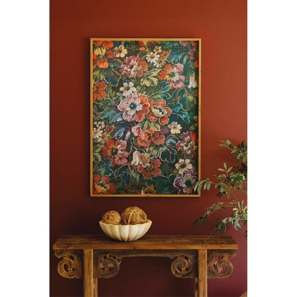 Papel impreso enmarcado en madera con estampado floral KALALOU