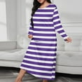 thumbnail image 2 of Kaemgyyd Women Long House Coat Plus Size Robes Crew Neck Full Length Nightgowns for Shower Cute Striped Loungewear S-5Xl, 2 of 6