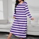 thumbnail image 1 of Women's Long Sleeve Casual Pajama Gown 100% Polyester Loose Fit Home Wear Beach Cover Up, 1 of 6