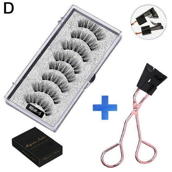 Reusable Magnetic Eyelash Kit with Tweezers Adhesives Waterproof False-Eyelashes D0U4