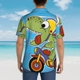 thumbnail image 6 of Daiia Dinosaur Riding a Motorcycle Hawaiian Shirt for Men Gentle Cotton Regular Short Sleeve Casual-XX-Large, 6 of 9