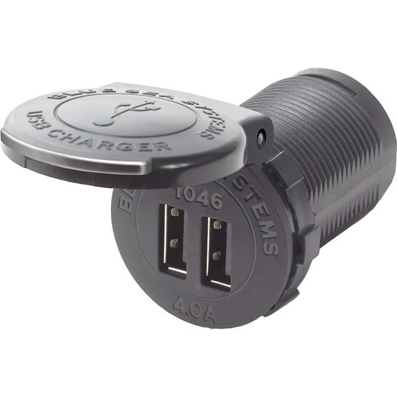 Blue Sea Systems 1046-BSS 48V Dual USB Socket Mount Charger W/ Intelligent Device Recognition