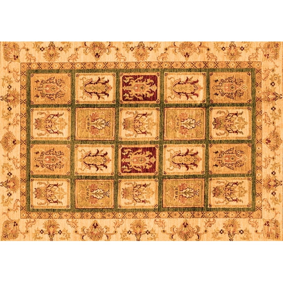Ahgly Company Indoor Rectangle Abstract Orange Modern Area Rugs, 7' x 10'
