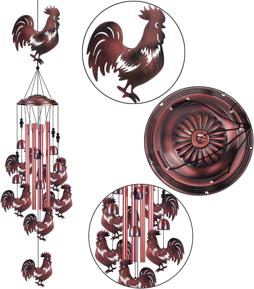 OAE Chicken Wind Chimes for Garden,Home,Balcony,Yard, Outdoor Decoration,Cock Wind Bells, Memorial Wind Chime, Chicks Wind Catcher, Blessing WindChimes Gifts for Mom, Grandma, Family, Women, Friends