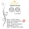 thumbnail image 4 of King of Bling's 0.40ct Diamond 925 Sterling Silver White Floral Earrings For Men's / Women's, 4 of 12