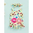 thumbnail image 2 of Qmyliery Kids Girls Casual Swimwear Romper, Cartoon Printed Sleeveless Ruffled Beachwear Bodysuit, 2 of 8
