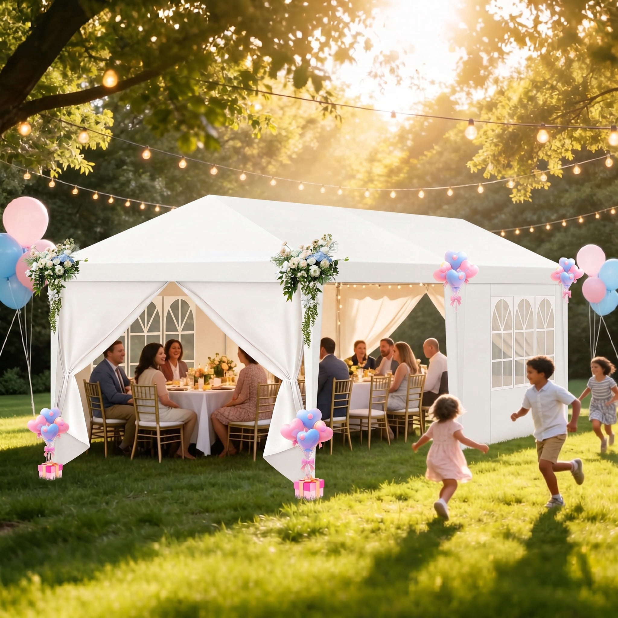 Hoteel 10'x20' Canopy Party Tent with 4 Removable Sidewalls,Outdoor Tent Large Canopy for Weddings,Parties,Patio Camping Gazebo,All Season & Waterproof,White
