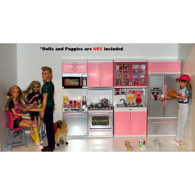 PowerTrc Kids Juego de cocina moderno con pilas, ideal para muñecas y figuras de juguete PowerTRC PowerTRC