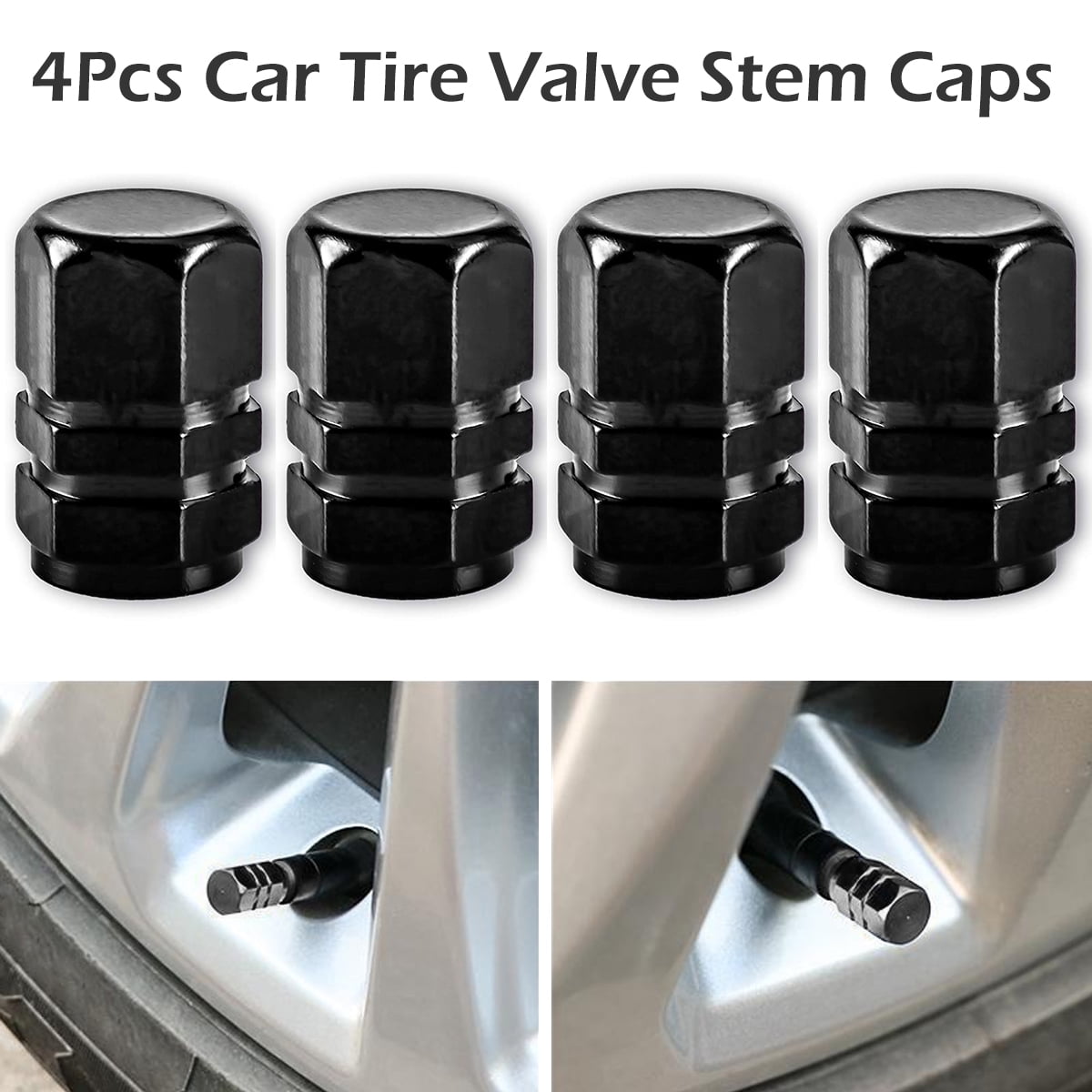 Everso Universal Tire Valve Stem Caps for Car, Black Tire Valve Caps, Tire  Valve Stem Caps Widely Used in SUVS,Bike,Trucks,Motorcycles