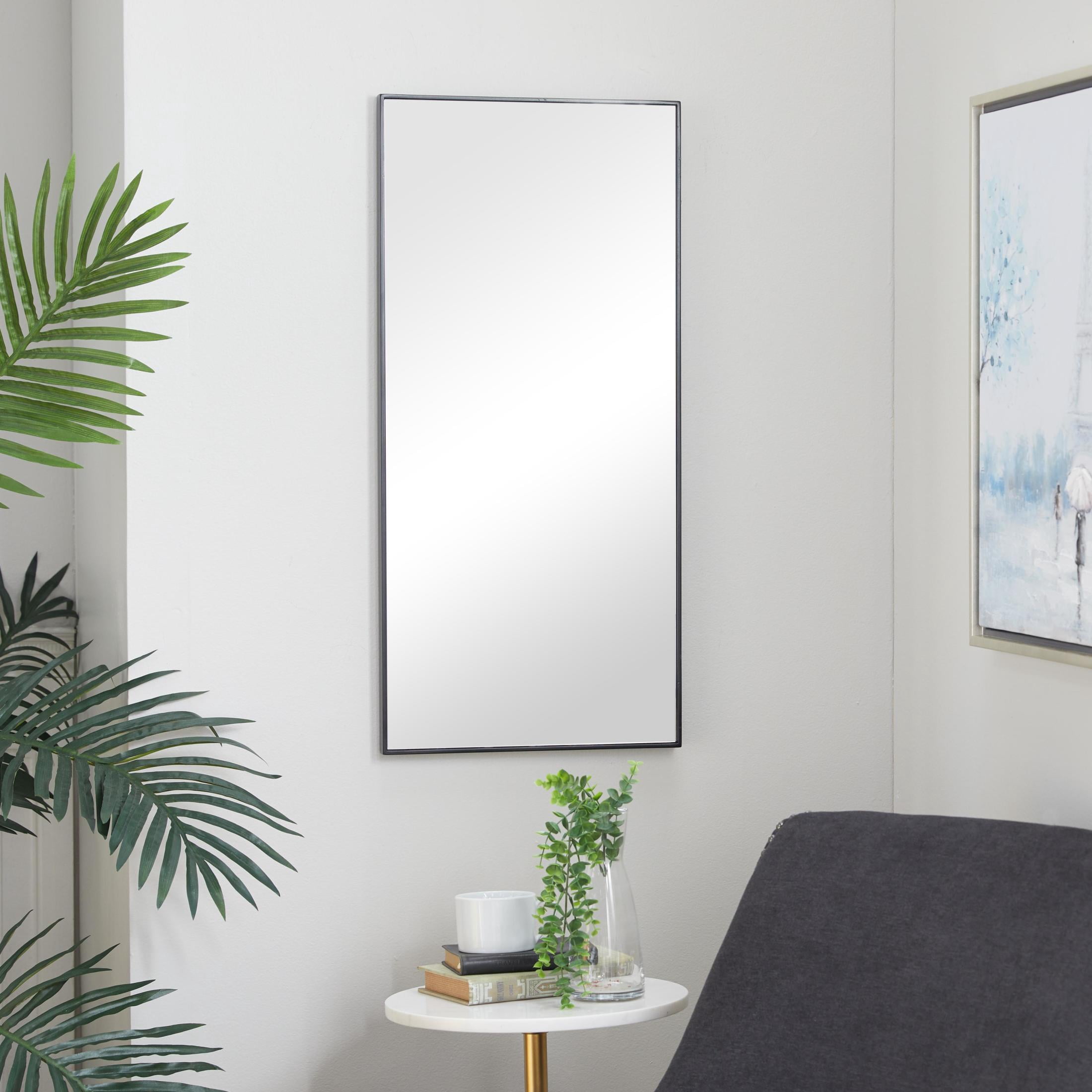 DecMode 14" x 30" Black Wall Mirror with Thin Frame