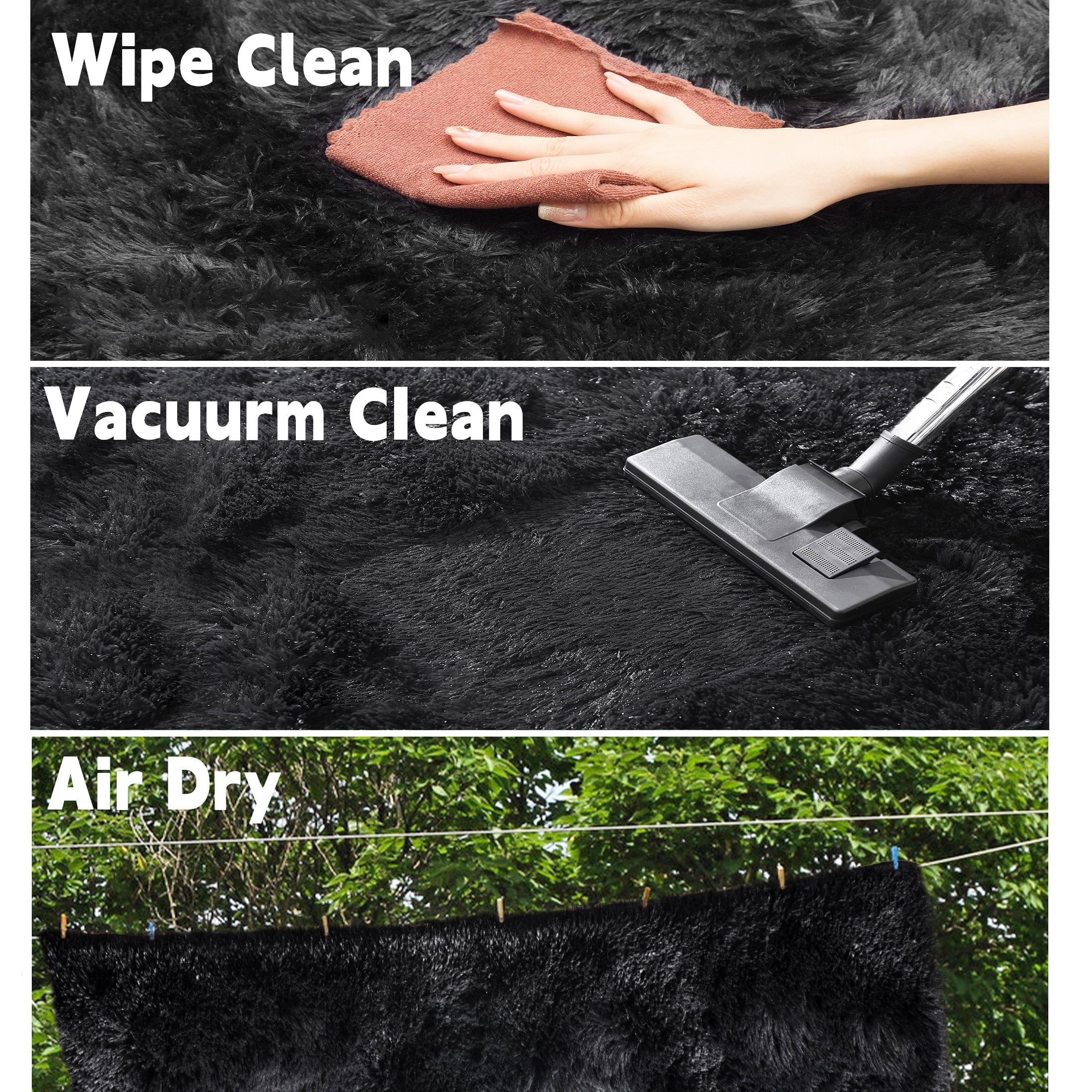 ZENELESS 5' x 7' Soft Fluffy Area Rugs for Living Room Bedroom Large Area Rug Indoor Carpet Black