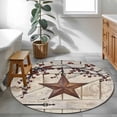 thumbnail image 3 of Texas Star Vintage Round Area Rug 3.3Ft Washable Circle Rugs for Dining Room Table, Brown Retro Berry Beige Wooden Non-Slip Carpet Floor Mats Indoor Outdoor Carpet Runner Aesthetic Home Decor, 3 of 8
