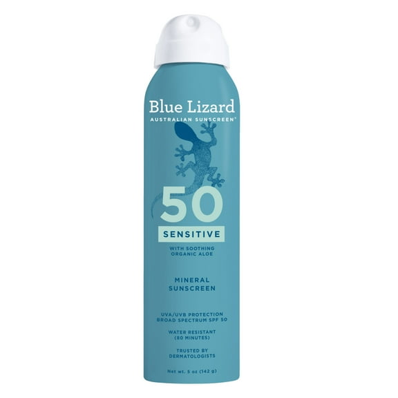 Blue Lizard Sensitive SPF 50 Mineral-Based Sunscreen Spray, Broad Spectrum, All Ages, 5 oz
