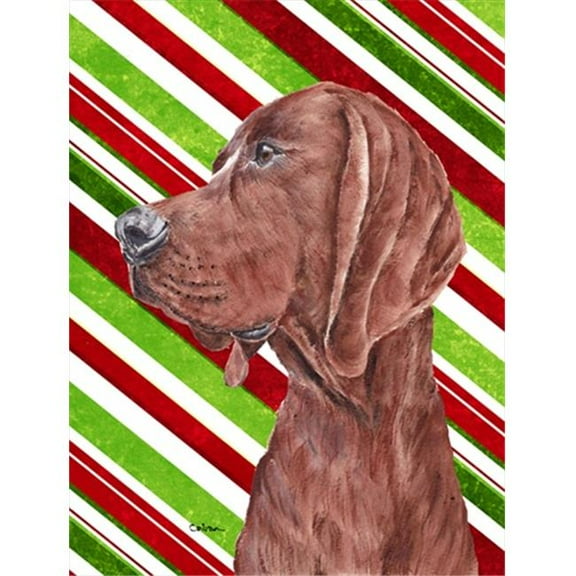 Redbone Coonhound Candy Cane Christmas Flag Garden Size