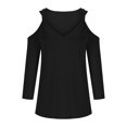 thumbnail image 5 of Annhoo Womens Cold Shoulder Tops Casual 3/4 Sleeve V Neck Basic T Shirts Elegant Business Work Blouses, 5 of 7