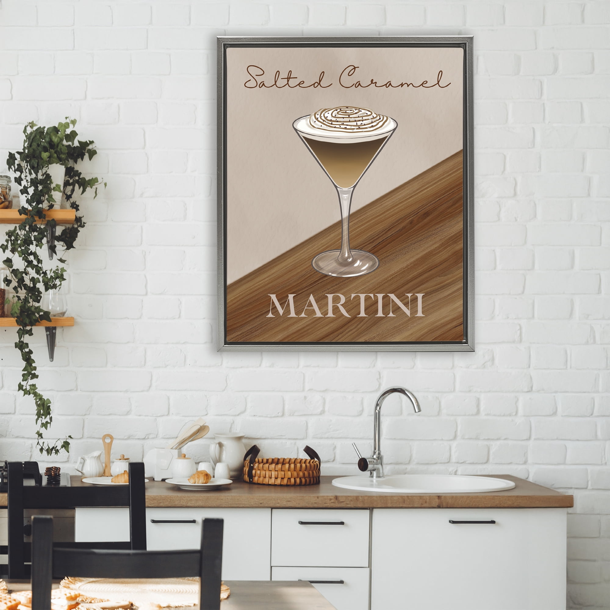 Stupell Industries Salted Caramel Martini Gray Framed Floater Canvas Wall Art, design by Marcus Prime