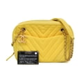 thumbnail image 2 of Pre-Owned Chanel Chevron V-stitch Women's Leather,Cotton Shoulder Bag Yellow, 2 of 20