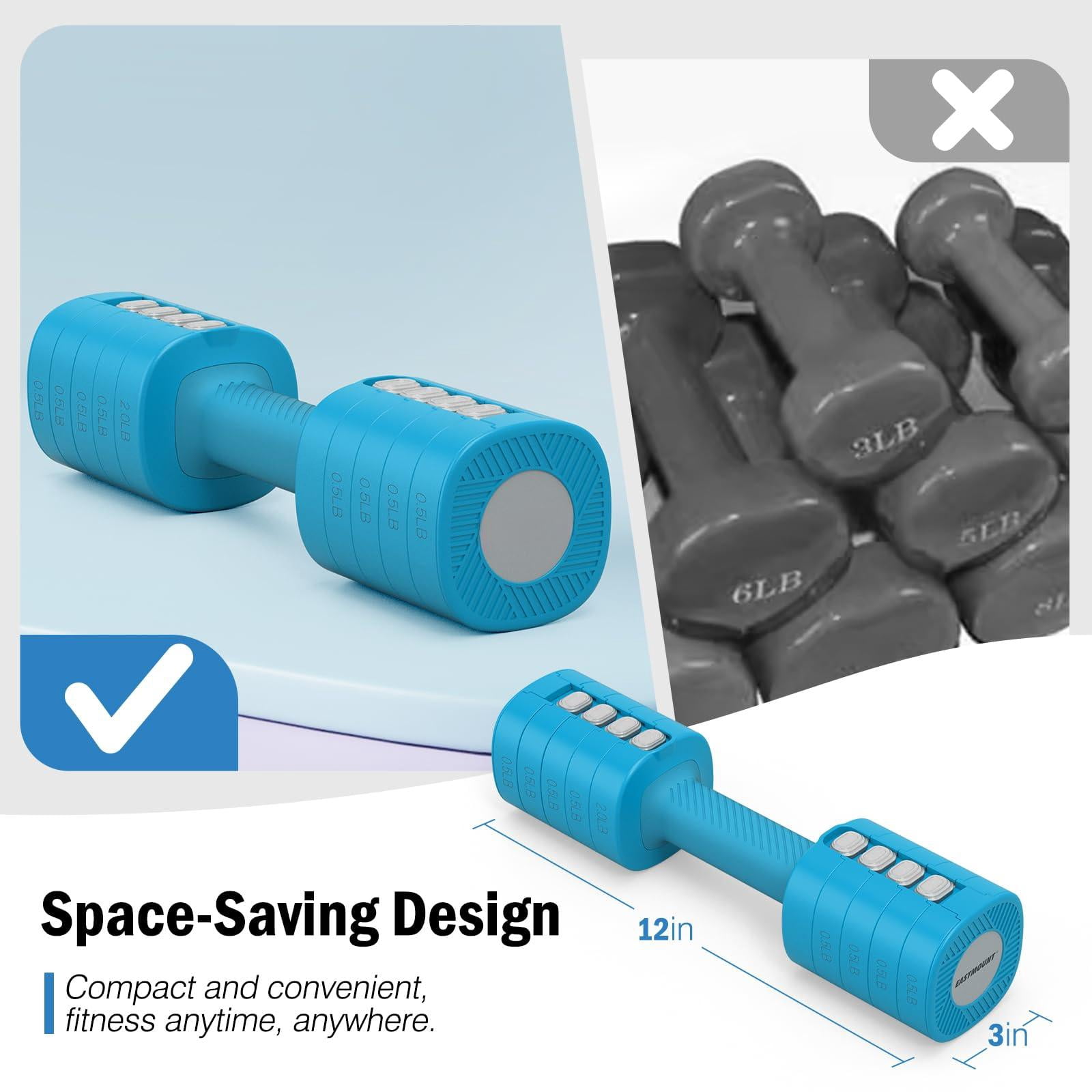 Adjustable Weight Dumbbells Set Of 2  8 In 1 Hand Weights For Women 2lb/3lb/4lb/5lb/6lb Dumbbell 12 Lbs/pair Home Office Gym Workout