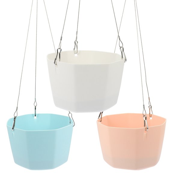 Luxshiny 3-Pack Hanging Flower Baskets with Self-Watering Feature for Indoor Plant Decoration