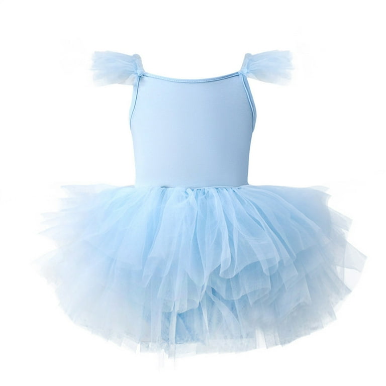USNSM (2-6 Years) Girls Solid Color Halter One-Piece Tutu Dress Children's  Dance Clothing Mesh Skirt Practice Clothing Sleeveless Round Neck Dress Blue  3-4 Years - Walmart.com