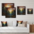 thumbnail image 4 of Designart "Yellow Forest magic Watchers Pointillism" Landscapes Print on Natural Pine Wood, 4 of 5