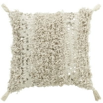 Peppermint Home Cotton Tufted Sequin Decorative Throw Pillow Cover, 20"x 20", Ivory