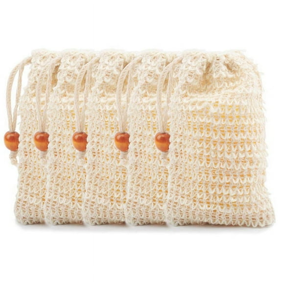 Soap Bags for Shower 30 Pack Natural Ramie Soap Saver Pouch Homemade Soap Mesh Bag with Drawstring