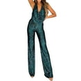 thumbnail image 2 of Green Womens Jumpsuits Summer New Jumpsuit Lady'S Sleeveless Halter Neck Sequin Pants Women Pants Romper Wedding Women's Jumpsuits, Rompers & Overalls, 2 of 6