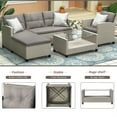 thumbnail image 3 of 4 Piece Patio Furniture Sets, Outdoor Wicker Rattan Sectional Sofa Set with Glass Coffee Table & Sofa and Chair All-Weather Garden Conversation Set with 4 Back Cushions and 3 Seat Cushions, Brown, 3 of 7