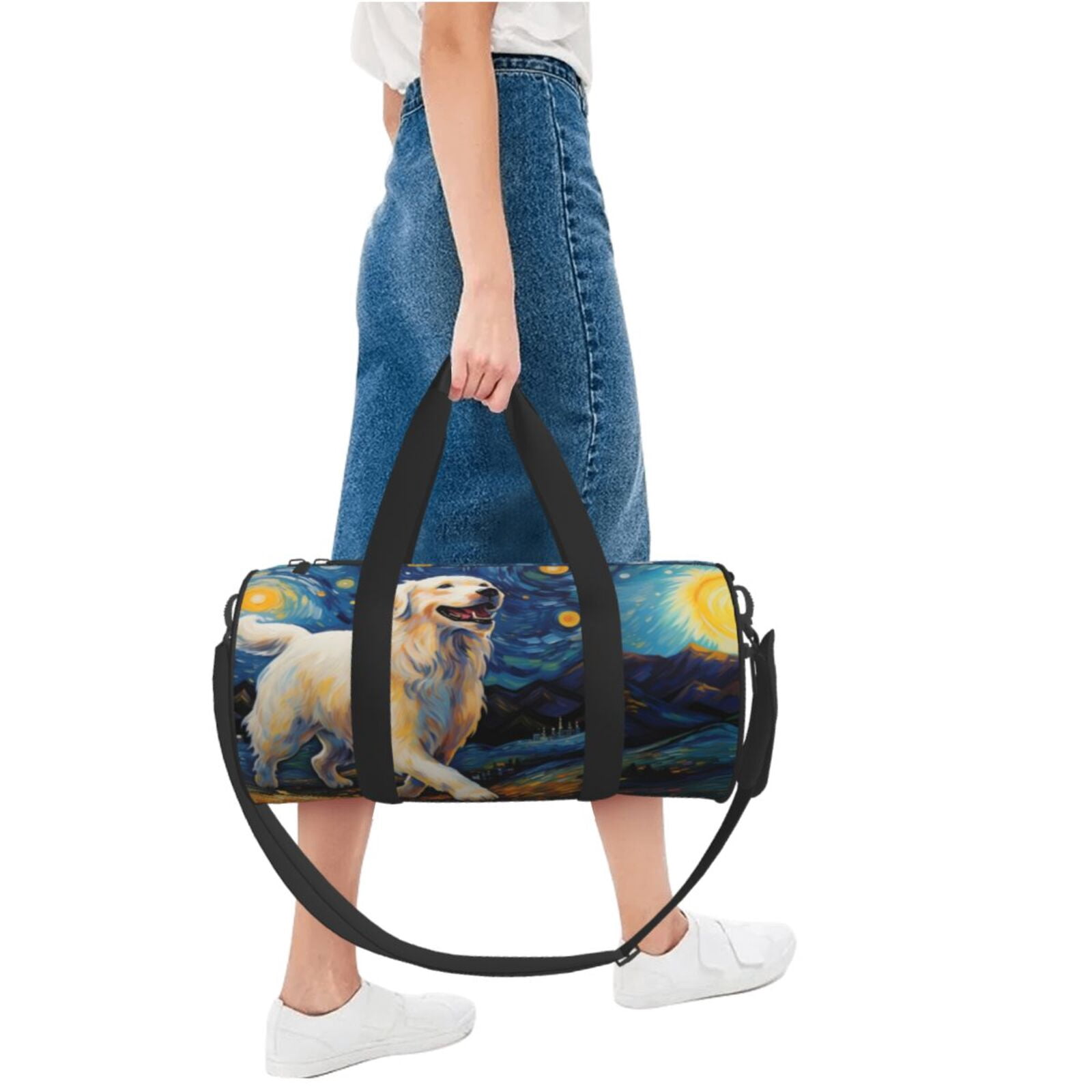 Vsdgher Vintage Starry Sky Labrador A 45L Foldable Duffel Bag, Sports Gym Bag,Overnight Bag, Portable Weekender Bag for Airplanes